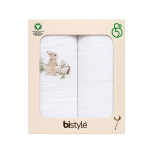 Bistyle Set Napash Muslin 2 Copë – Family Rabbit (75×75 cm)
