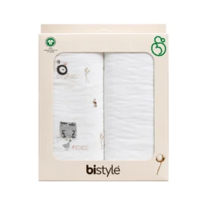 Bistyle Set Napash Muslin 2 Copë – Family Rabbit (75×75 cm)