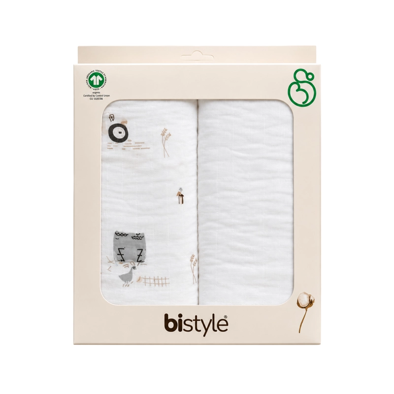 Bistyle Set Napash Muslin 2 Copë – Family Rabbit 75×75 cm për foshnja