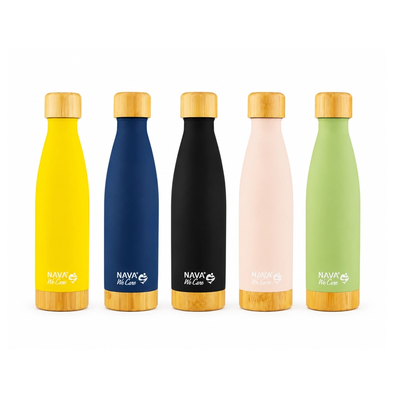 Shishe termike inox me tapë bambuje 500 ml